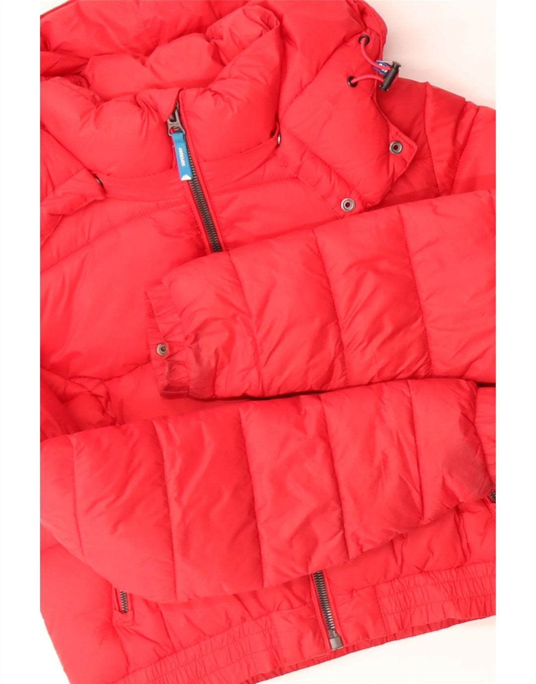 SUPERDRY Veste matelassée à capuche courte pour femme UK 10 Small Rouge Colourblock