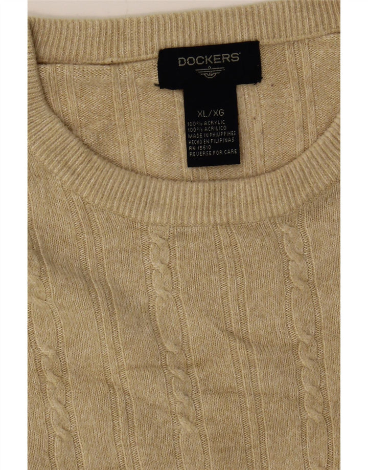 DOCKERS Mens Crew Neck Jumper Sweater XL Beige Acrylic Vintage Dockers and Second-Hand Dockers from Messina Hembry 