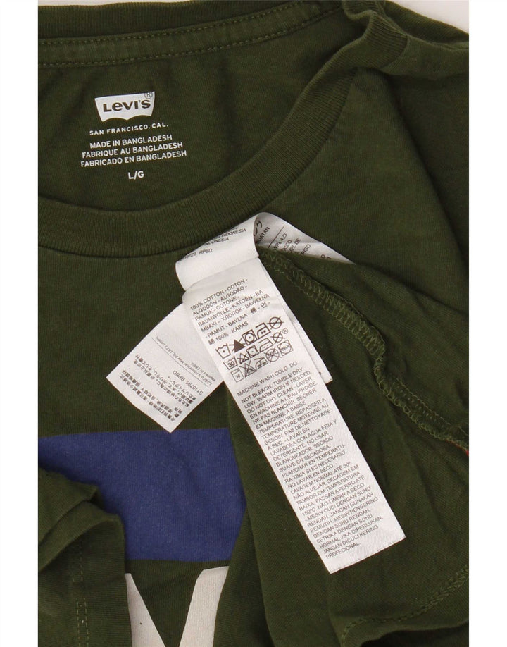 Levi's T-Shirt Graphique Homme Vert Large Coton
