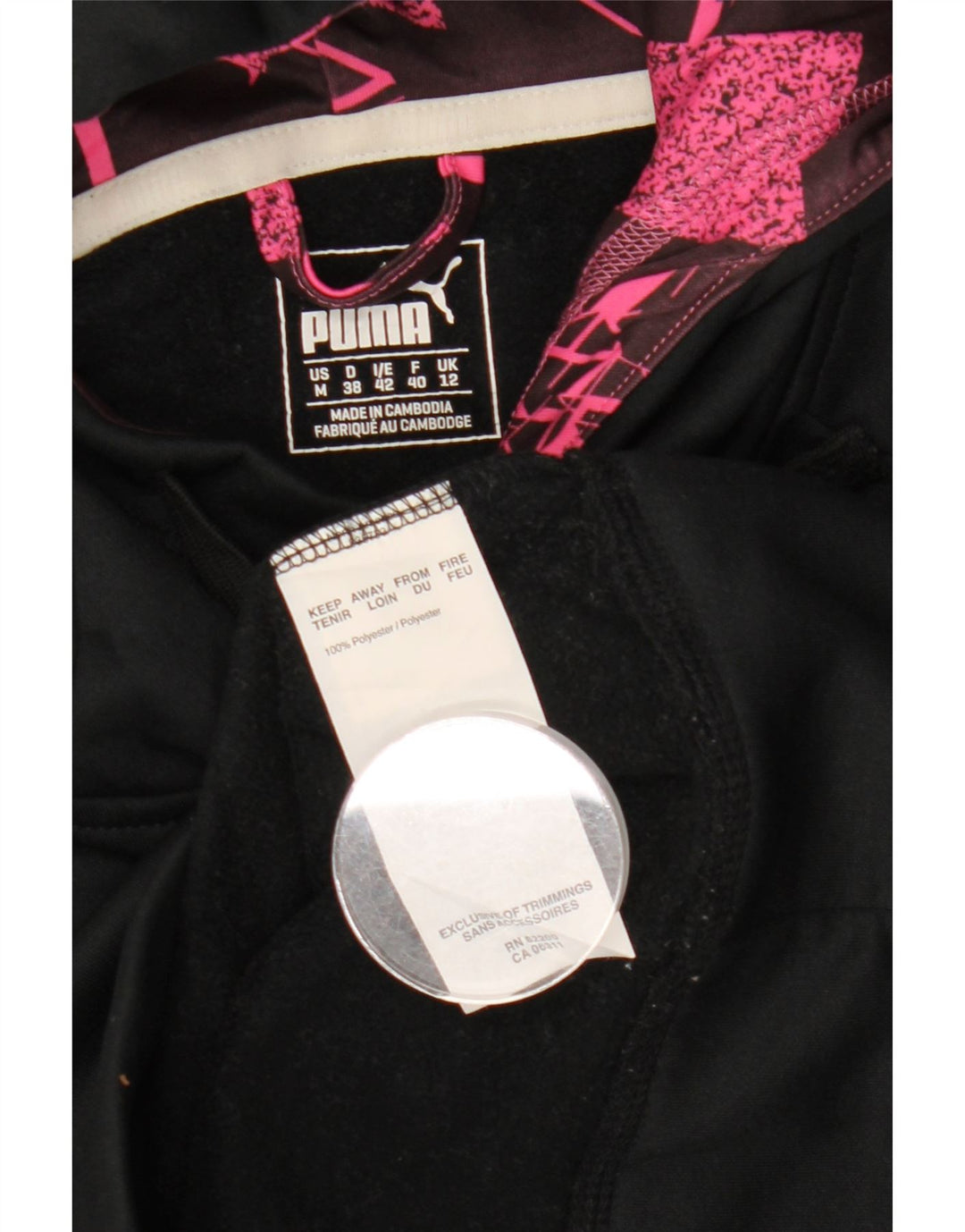 PUMA Pull à capuche graphique pour femme UK 12 Noir moyen Polyester