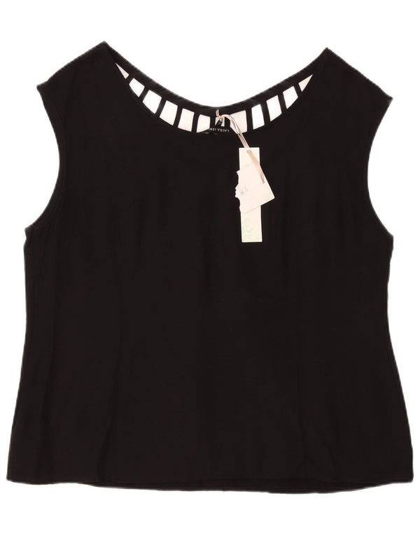 LAURA ASHLEY Chemisier sans manches pour femme UK 18 XL Viscose noire