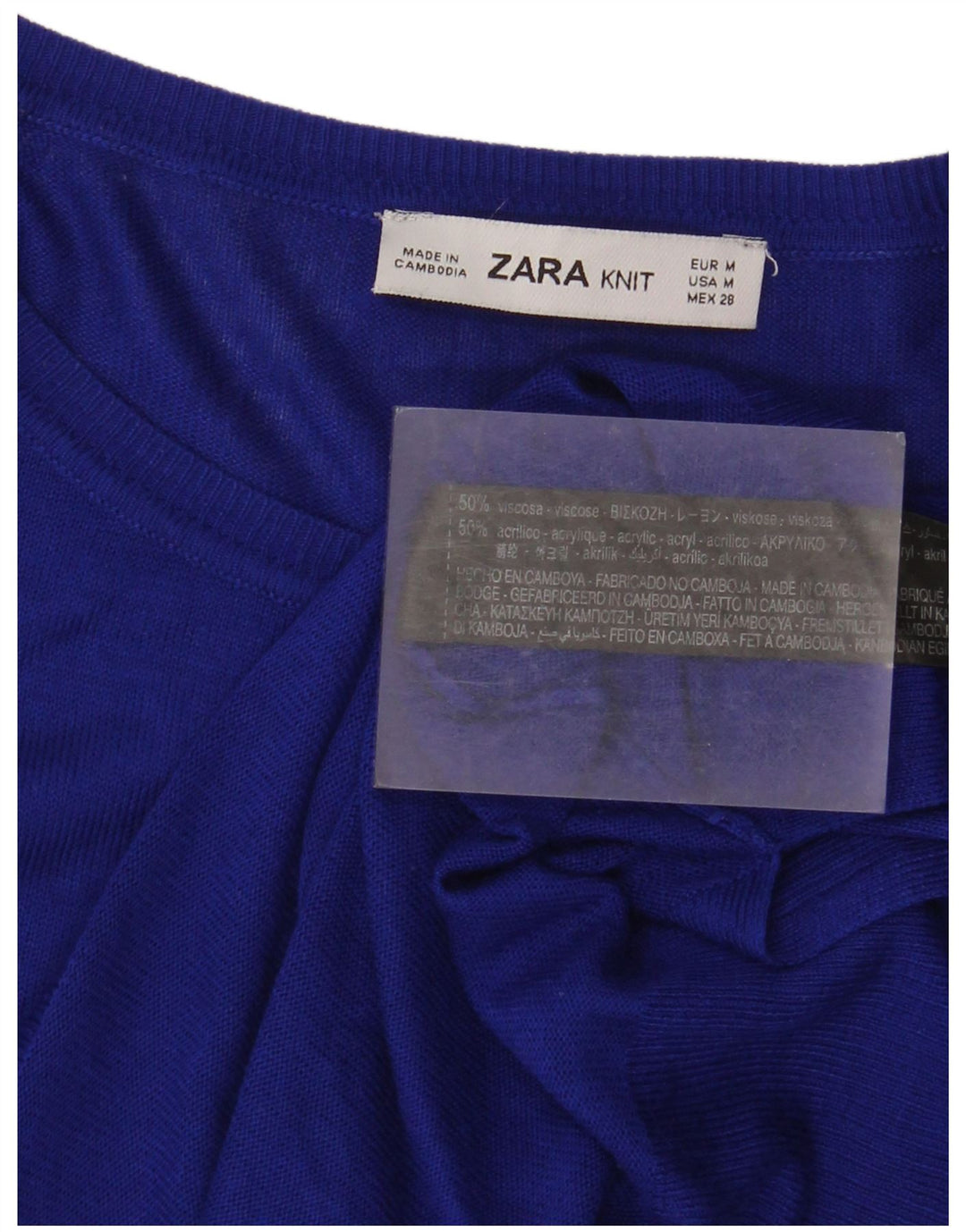 Zara Femme Chemisier Oversize Top UK 14 Bleu Moyen Viscose