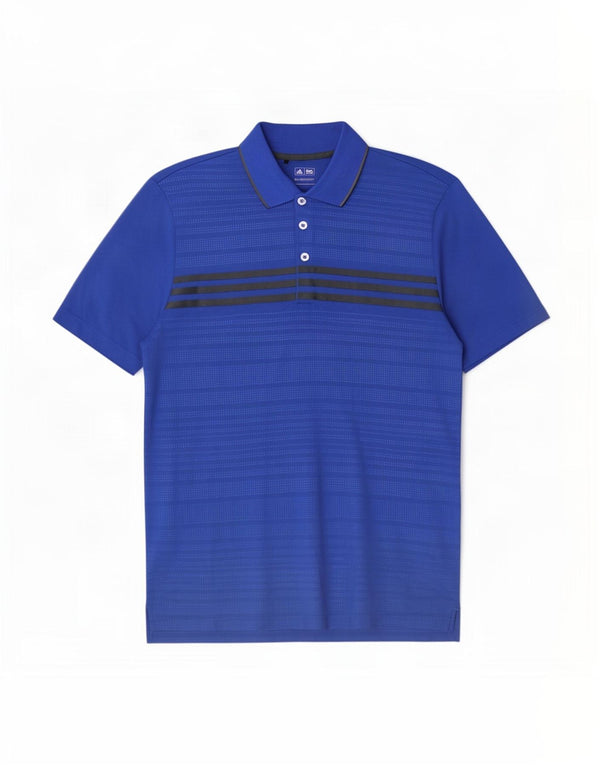 Adidas Polo Homme Bleu Moyen Rayé Polyester