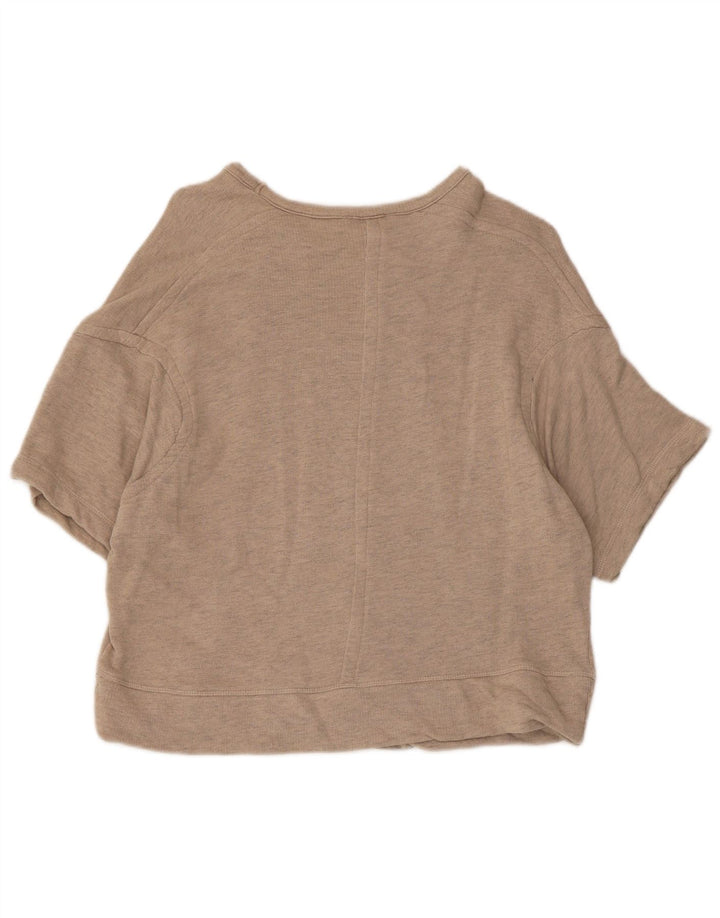 Zara Sweat-shirt surdimensionné à manches courtes pour femme UK 10 Petit Beige