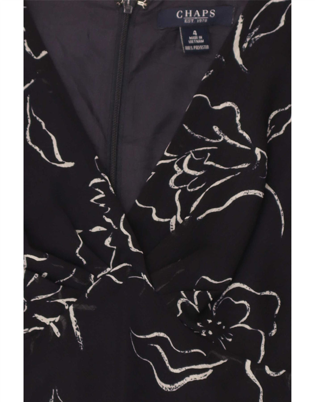 Chaps Robe longue sans manches pour femme US 4 Petit polyester floral noir