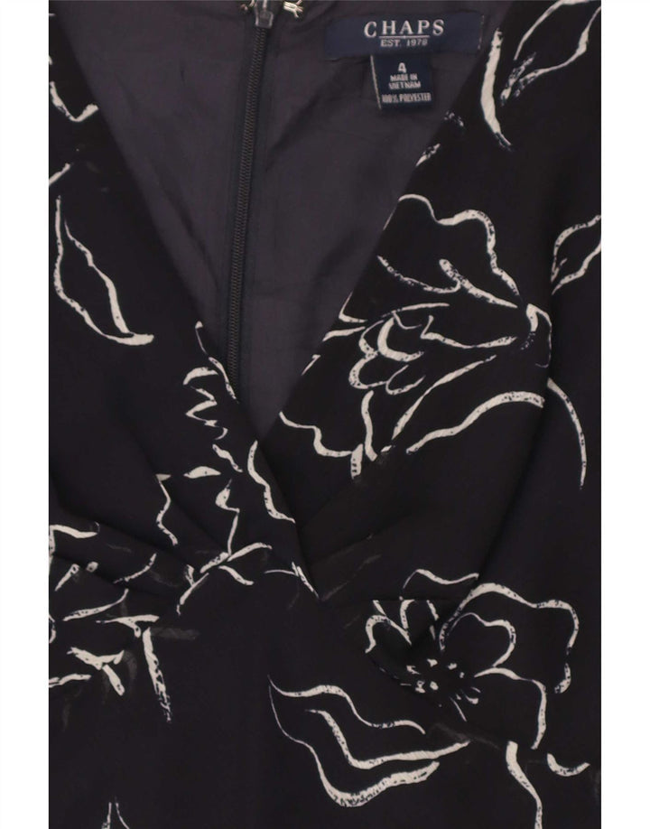 Chaps Robe longue sans manches pour femme US 4 Petit polyester floral noir