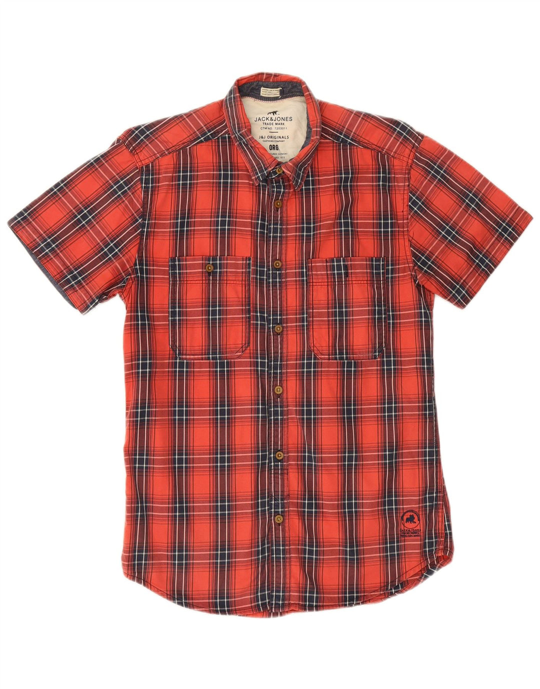 Jack & Jones Chemise à Manches Courtes Homme Rouge Moyen à Carreaux en Coton