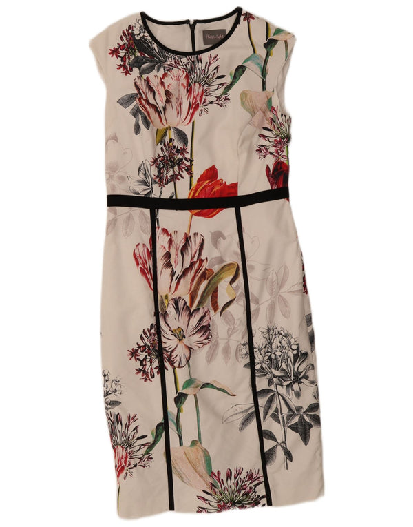 Phase Eight Robe fourreau sans manches pour femme UK 44 en coton floral blanc moyen