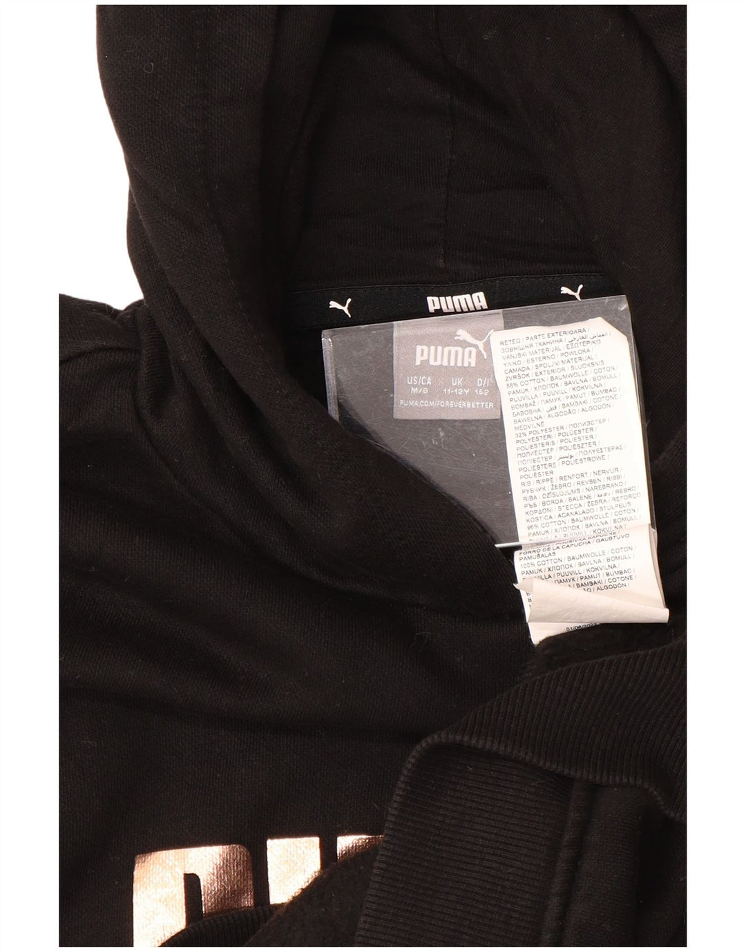 PUMA Sweat à capuche graphique pour fille 11-12 ans Noir Coton