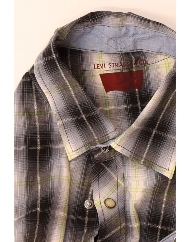 Levi's Chemise à Manches Courtes Homme Petit Carreau Gris Coton