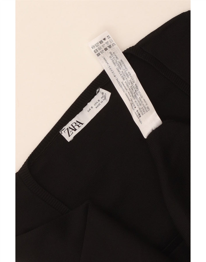 Zara Robe trapèze à manches longues pour femme UK 10 Petit Noir Polyester