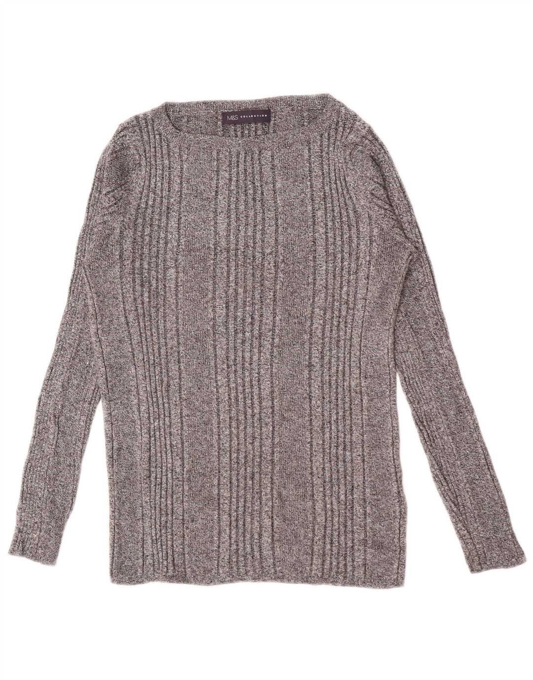 Marks & Spencer Haut à manches longues pour femme UK 44 Viscose rayé gris moyen