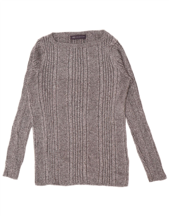 Marks & Spencer Haut à manches longues pour femme UK 44 Viscose rayé gris moyen