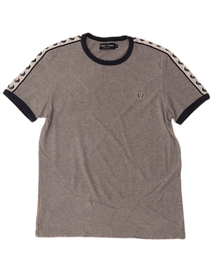 FRED PERRY T-Shirt Graphique Homme Gris Moyen Colourblock Coton