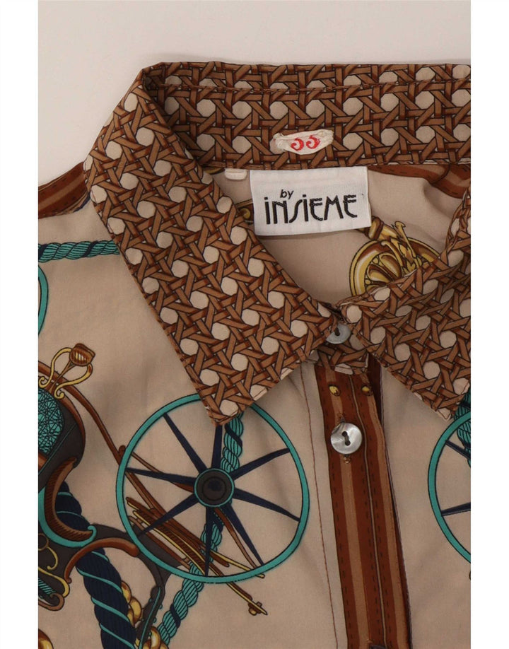 Insieme Chemisier à motif abstrait pour femme UK 42 Marron moyen Colourblock