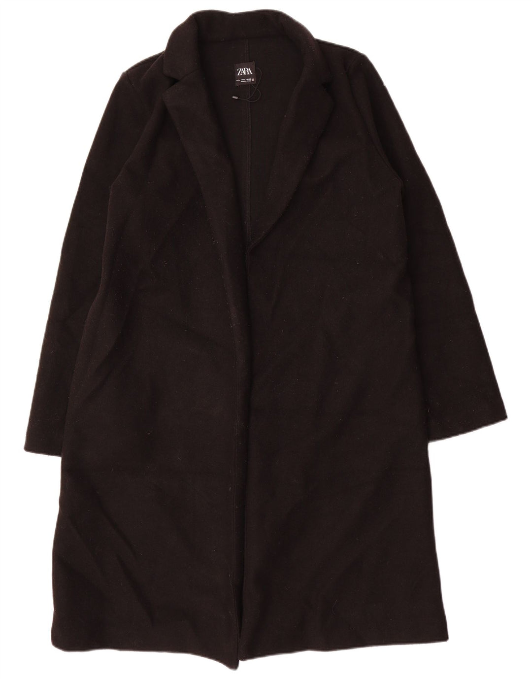 ZARA Womens Open Overcoat UK 16 Large Noir Polyester