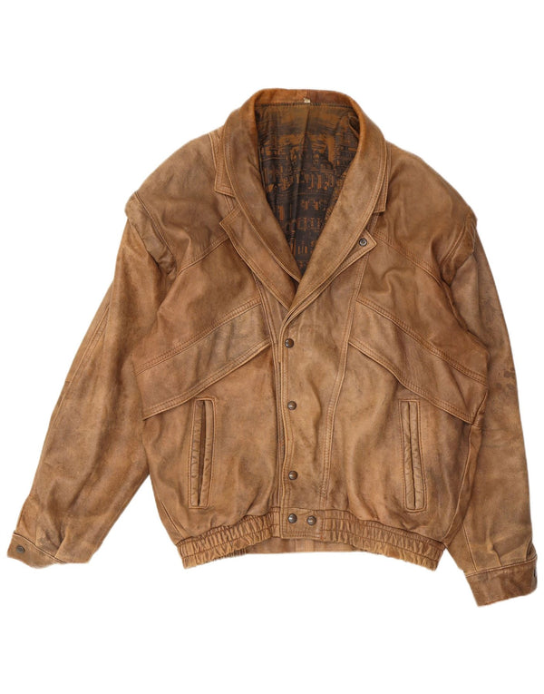 veste en cuir homme vintage UK 40 Grand Beige