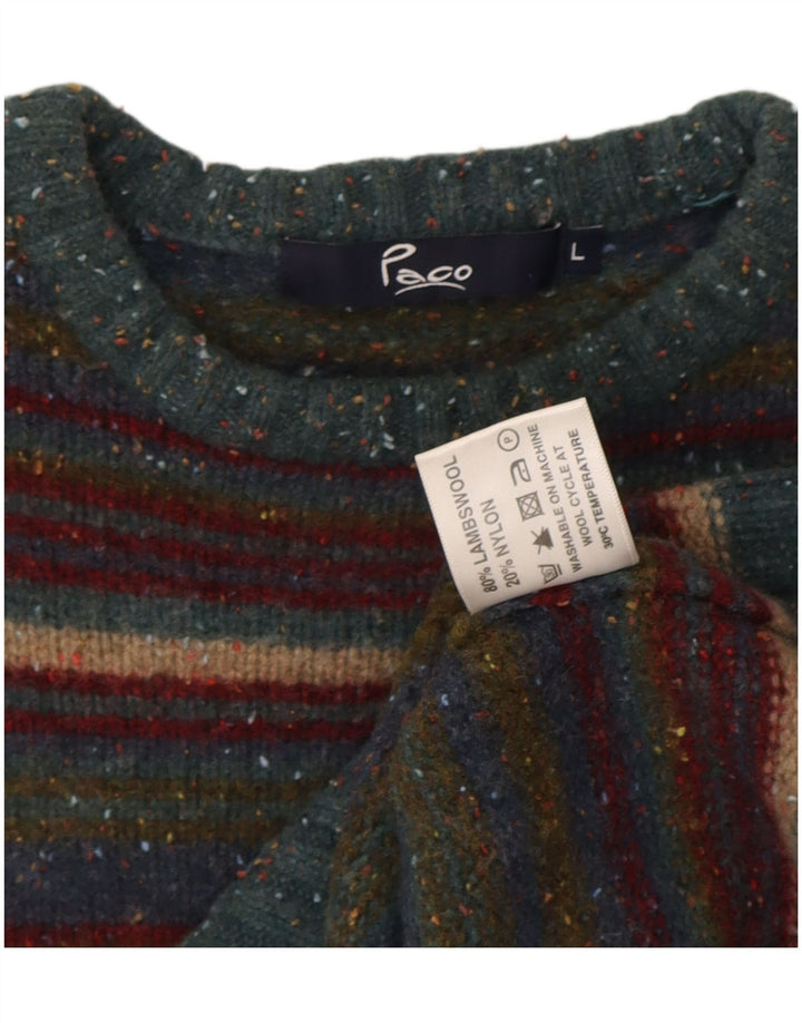 Paco Pull ras du cou pour femme UK 16 Grande laine rayée multicolore