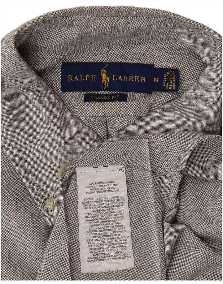 RALPH LAUREN Chemise à manches courtes pour homme, coupe classique, gris moyen, en coton