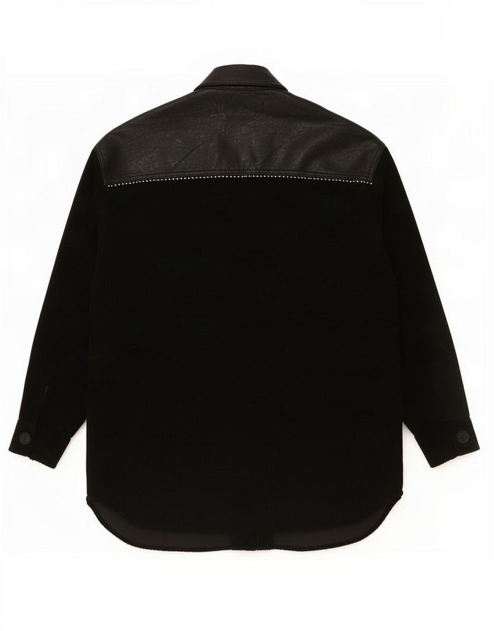 Zara Femme Chemise Oversize UK 6 XS Noir Polyester