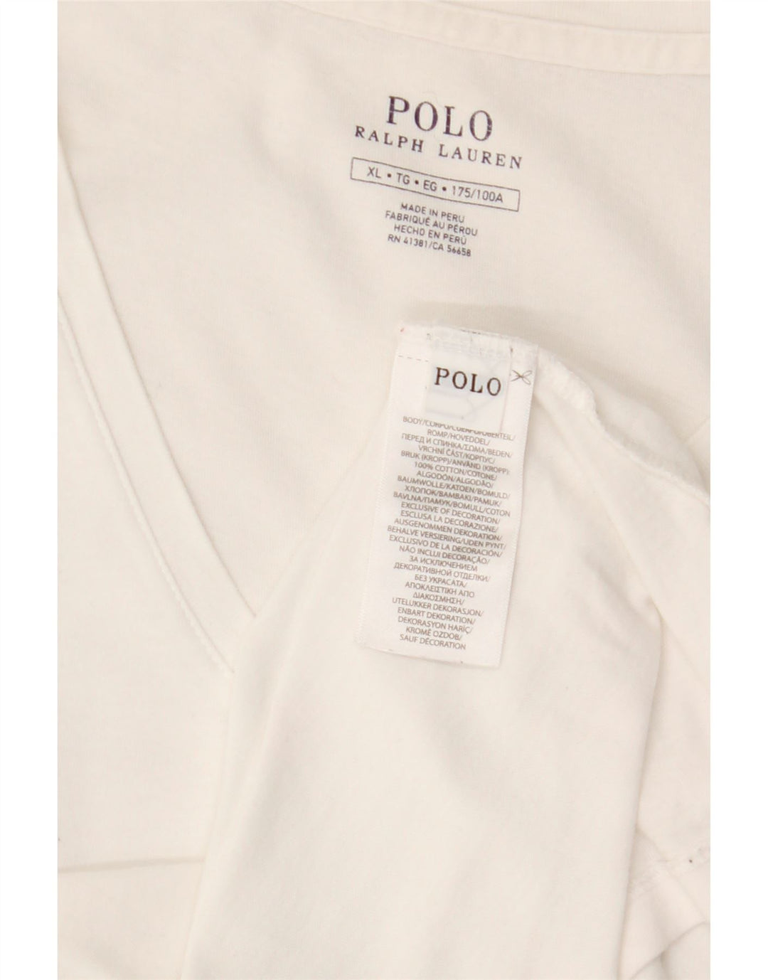 POLO RALPH LAUREN T-Shirt Homme Top XL Blanc Coton
