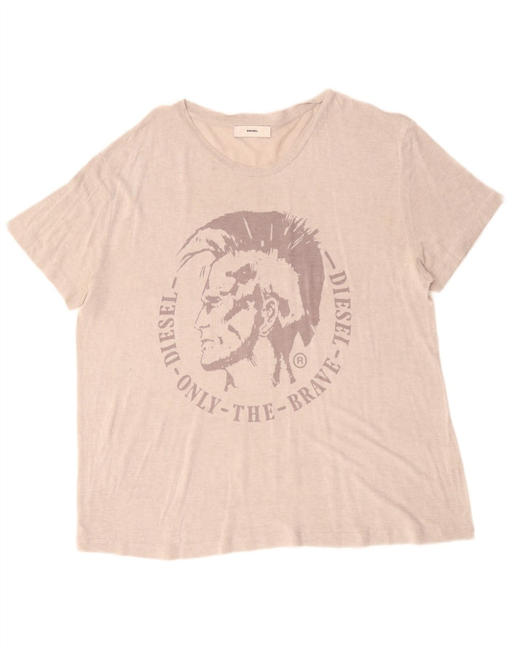 Diesel T-Shirt Graphique Femme UK 18 XL Beige Classique