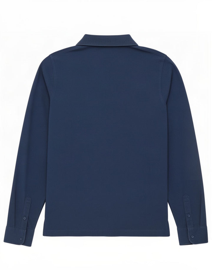 Sun68 Polo à Manches Longues Homme Bleu Moyen Coton