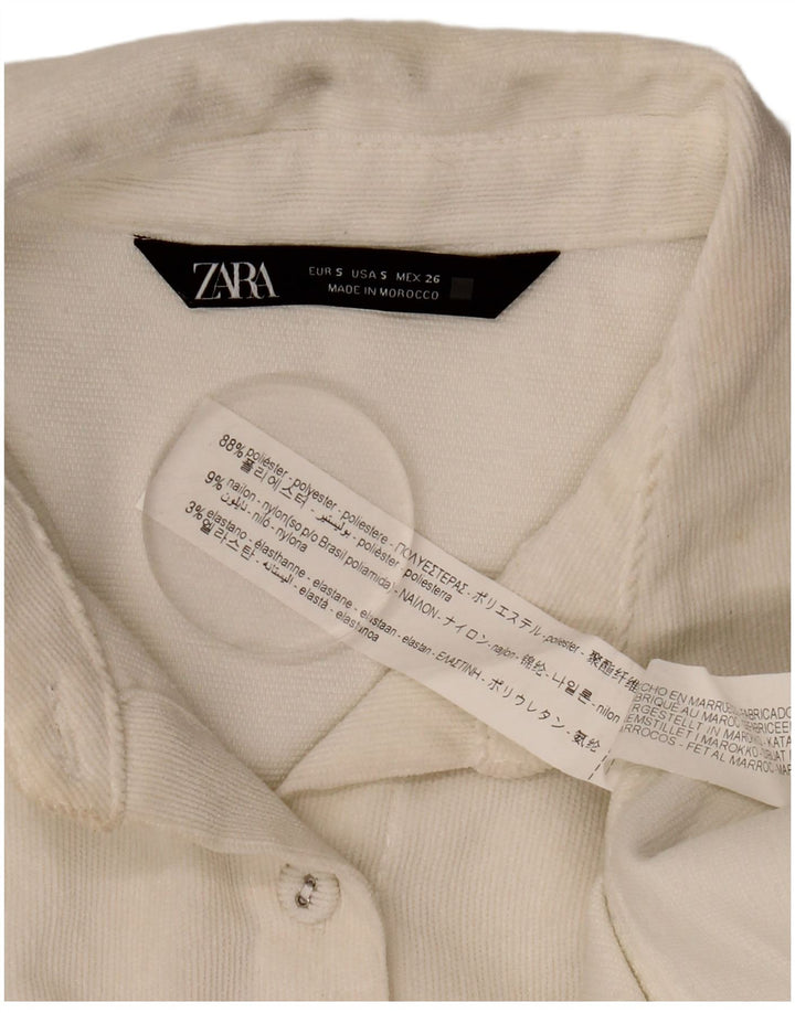 Zara Chemise surdimensionnée en velours côtelé pour femme UK 10 Petit polyester blanc