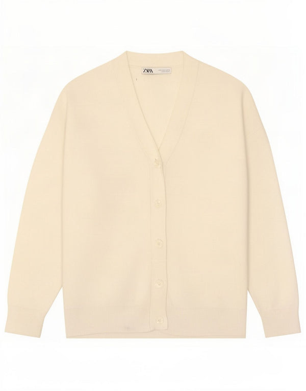 Zara Cardigan surdimensionné pour femme UK 10 Petite viscose blanc cassé