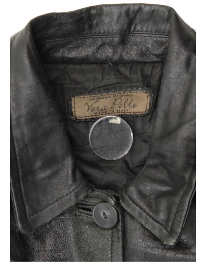 Manteau en cuir à capuche femme vintage IT 50 XL Cuir noir