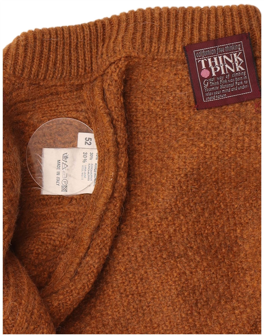 Think Pink Pull à col rond pour homme IT 52 Large Marron Acrylique