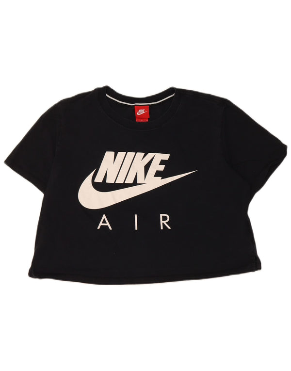 Nike Womens Crop Graphic T-Shirt Top UK 16 Grand Noir Coton
