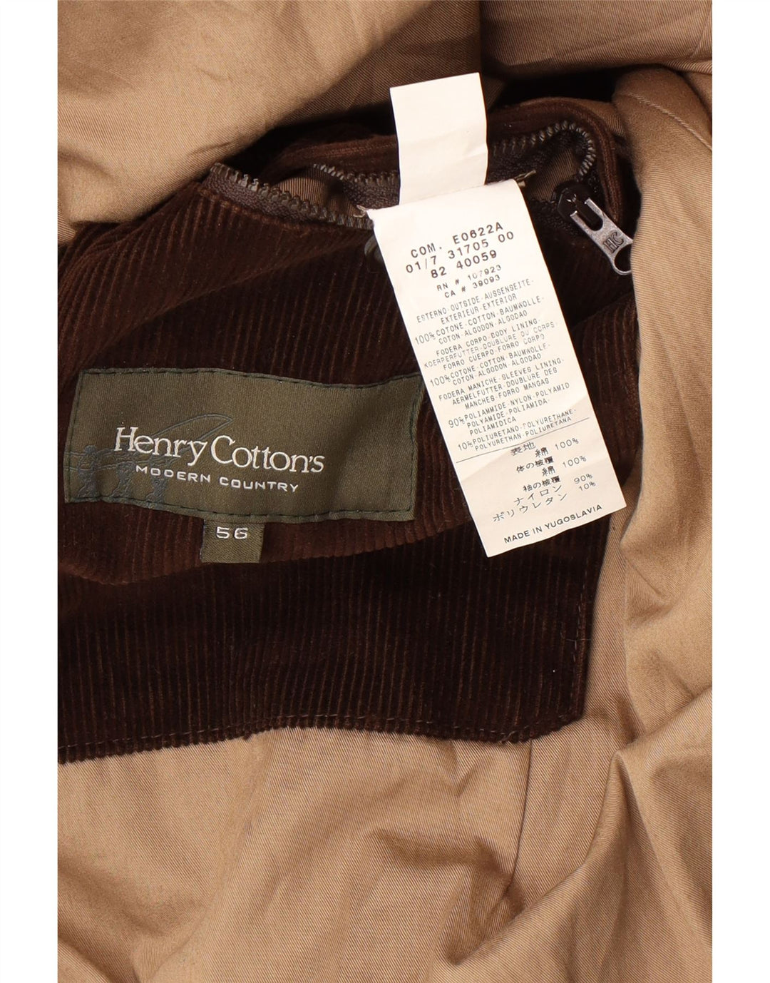 HENRY COTTONS Manteau en velours côtelé pour homme IT 56 3XL Coton marron