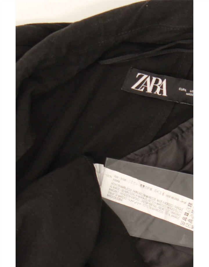 Zara Womens Open Overcoat UK 16 Large Noir Lyocell