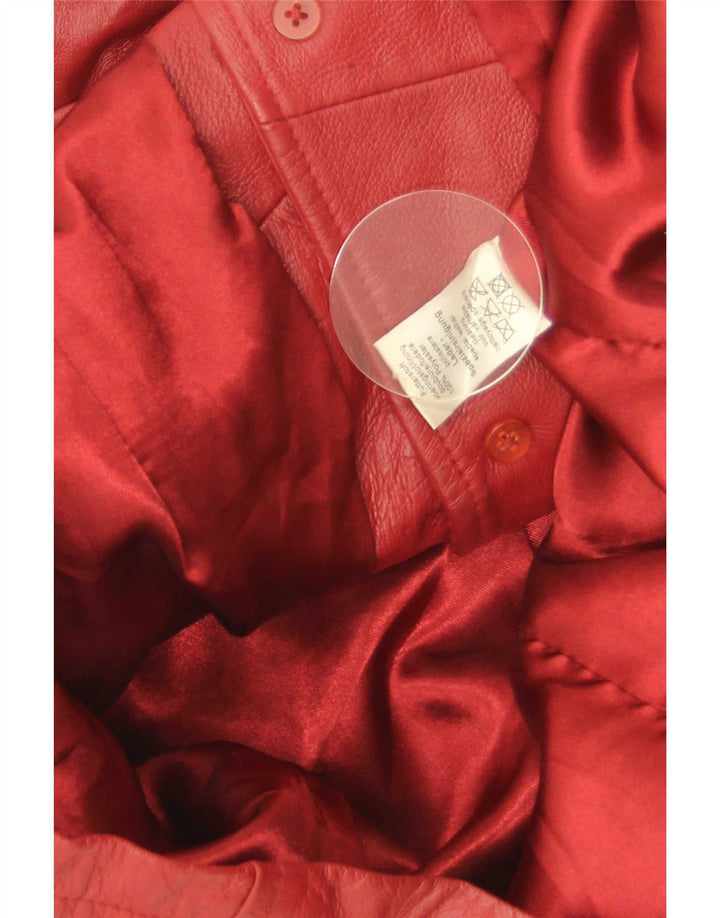 vintage Femme Cuir 4 Bouton Blazer Veste IT 44 Cuir Rouge Moyen