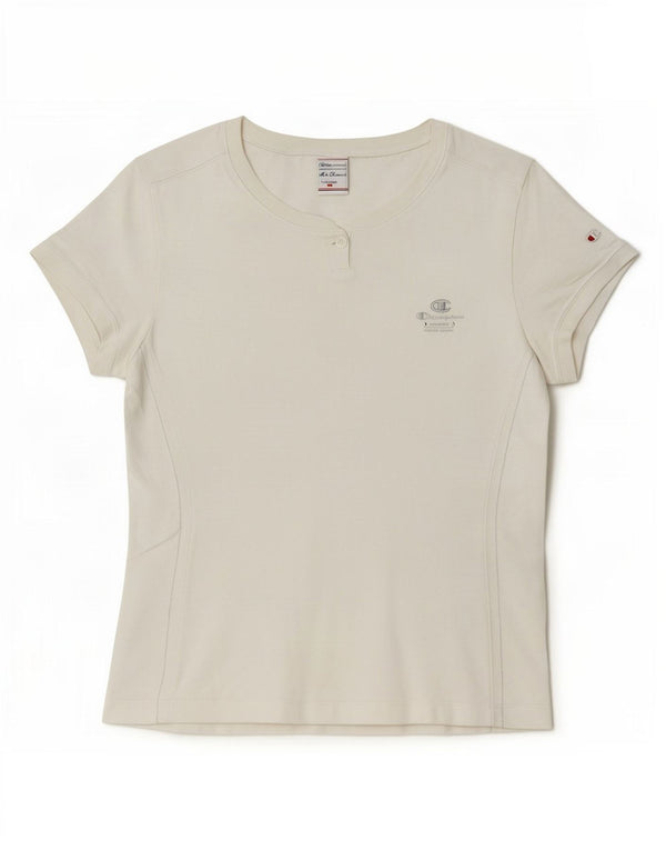 Champion Womens Heritage Classics T-Shirt Top UK 14 Grand Coton Blanc