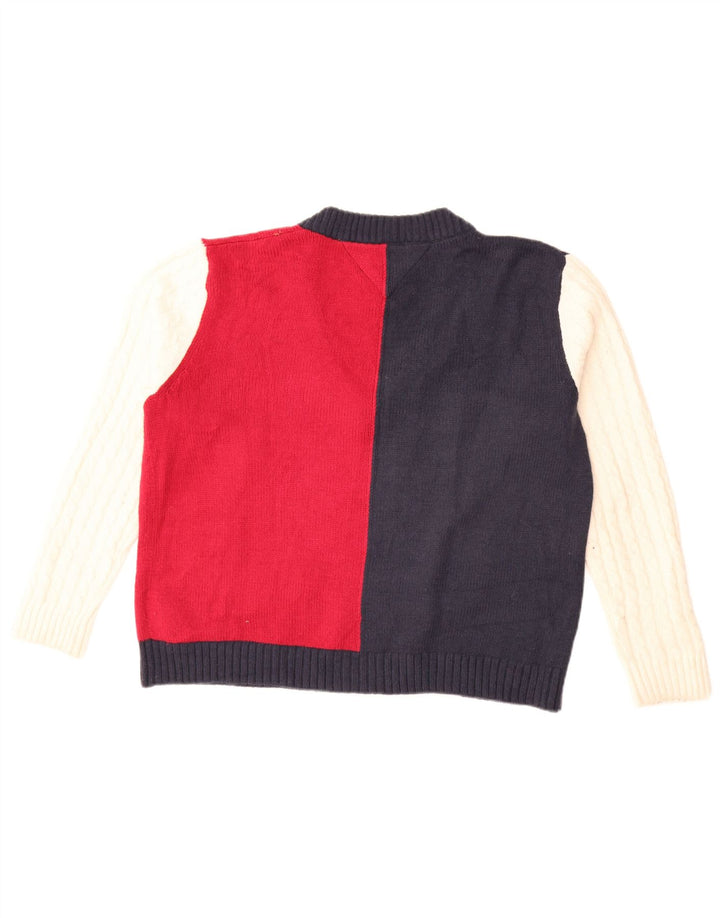 Tommy Hilfiger Pull graphique à col en V pour femme UK 14 Medium Multicolou