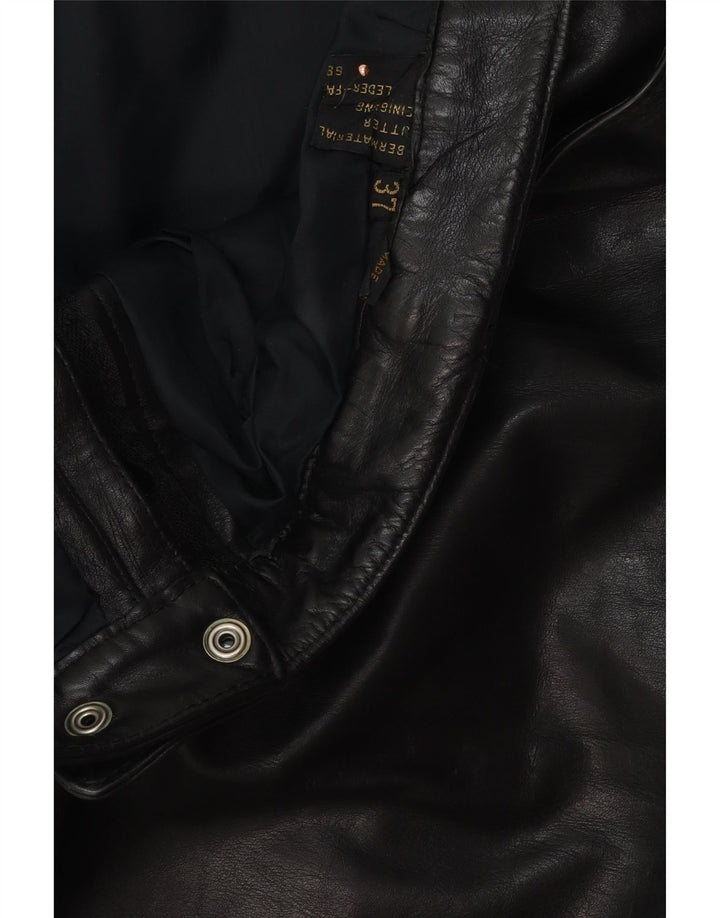 Pantalon en cuir slim vintage pour hommes W37 L34 Cuir noir