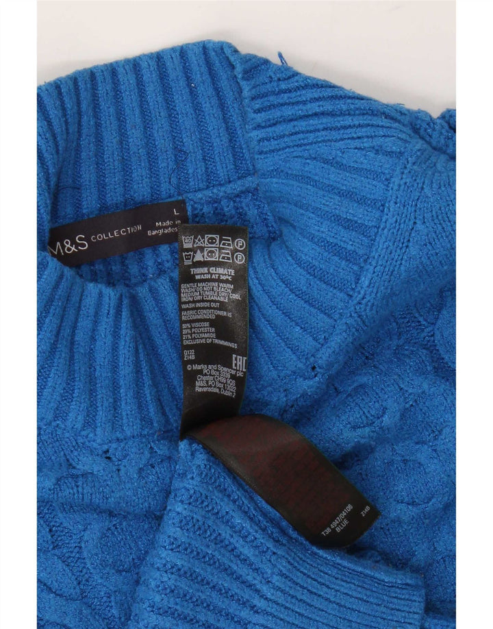 Marks & Spencer Pull col roulé pour femme UK 16 Large Bleu Viscose