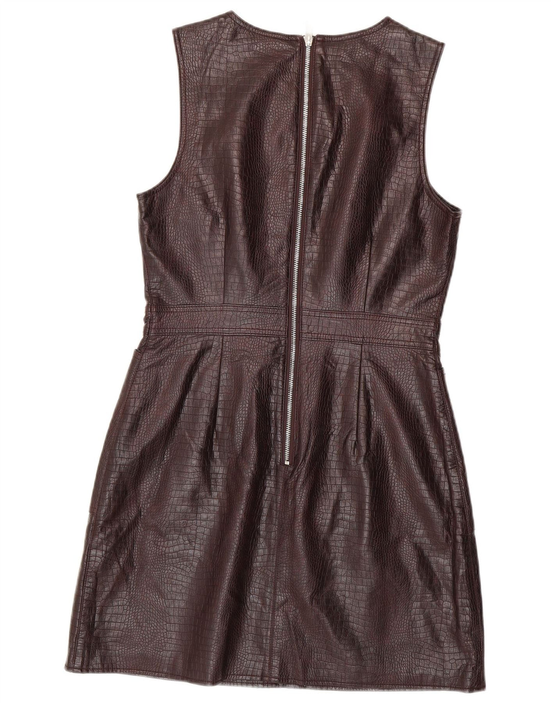 WAREHOUSE Robe fourreau sans manches pour femme UK 12 Marron moyen imprimé animal