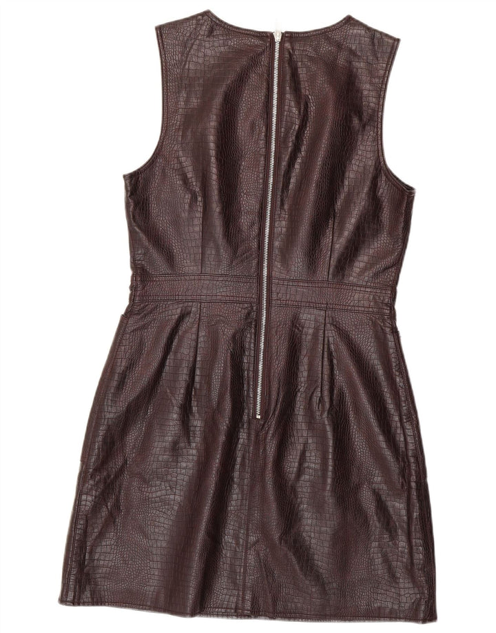 WAREHOUSE Robe fourreau sans manches pour femme UK 12 Marron moyen imprimé animal