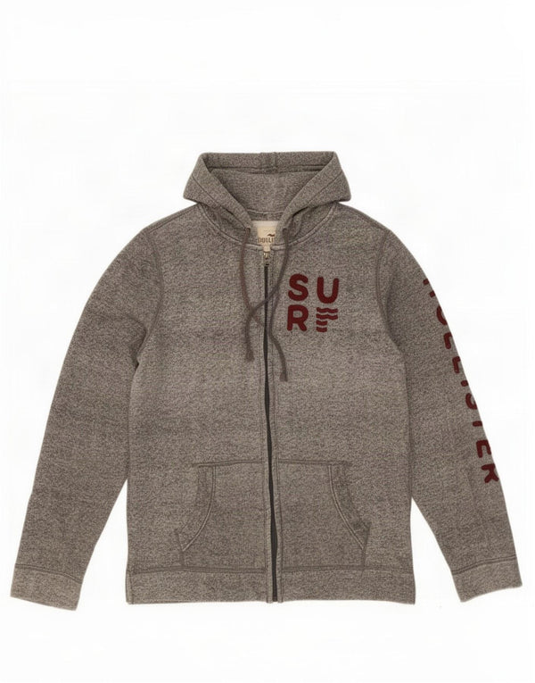 Superdry Sweat à Capuche Graphique Zippé Homme Gris Moyen Moucheté Coton
