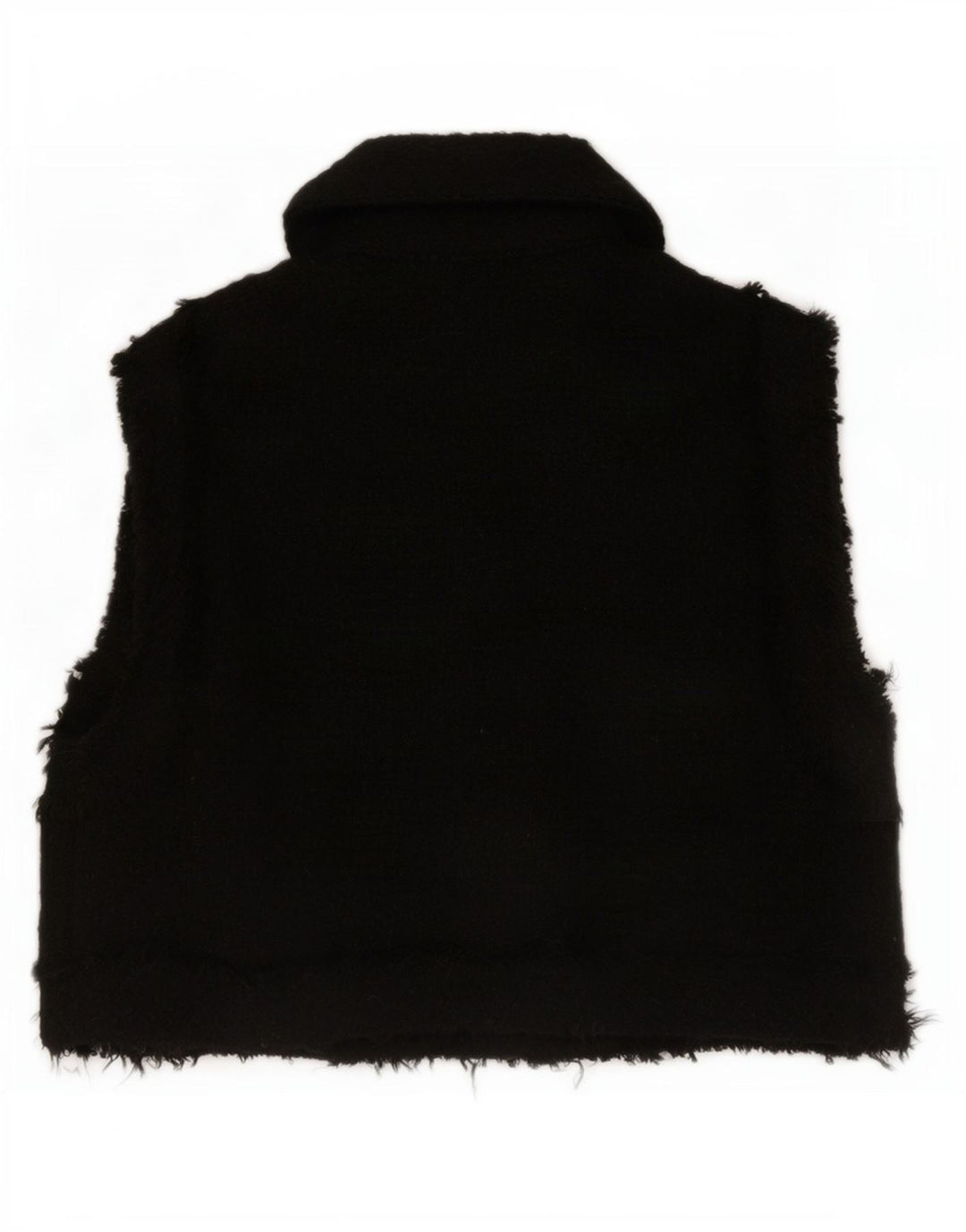 Zara Femmes Crop Gilet UK 6 XS Noir Polyester