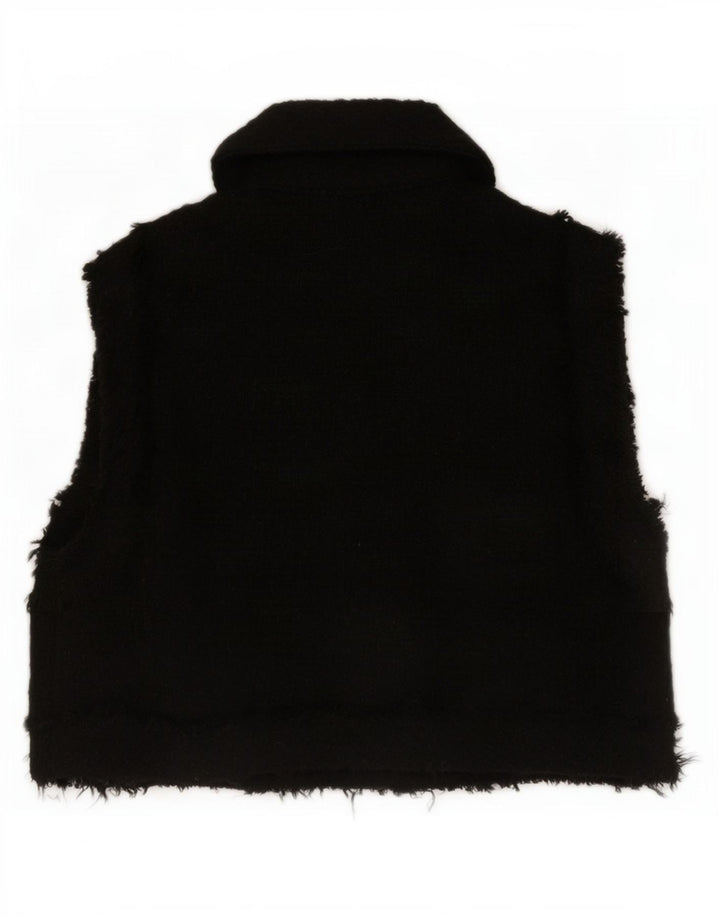 Zara Femmes Crop Gilet UK 6 XS Noir Polyester