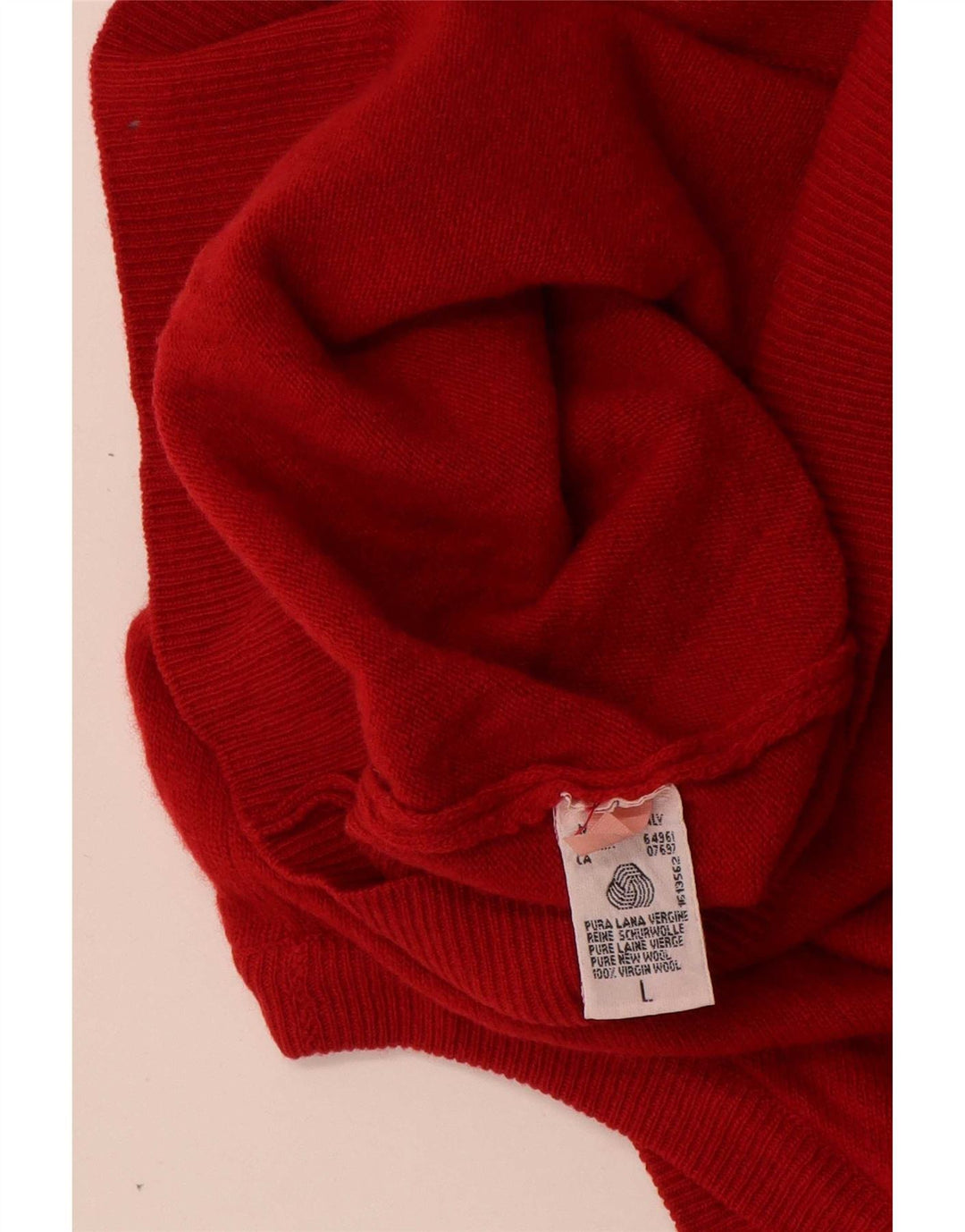 Benetton Homme Cardigan sans Manches Pull Large Rouge Laine