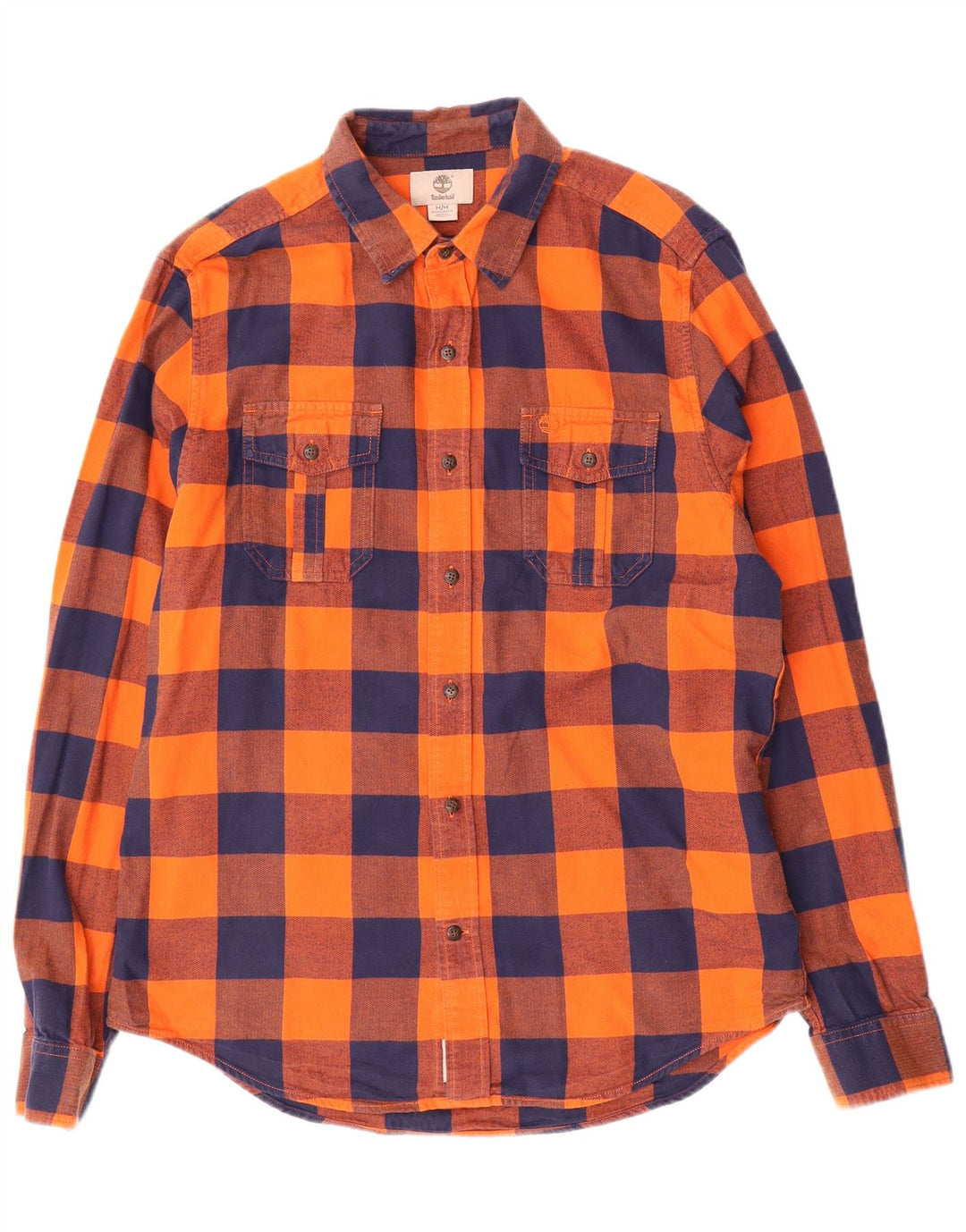 TIMBERLAND Chemise Regular Fit en Flanelle Homme Orange Moyen à Carreaux en Coton