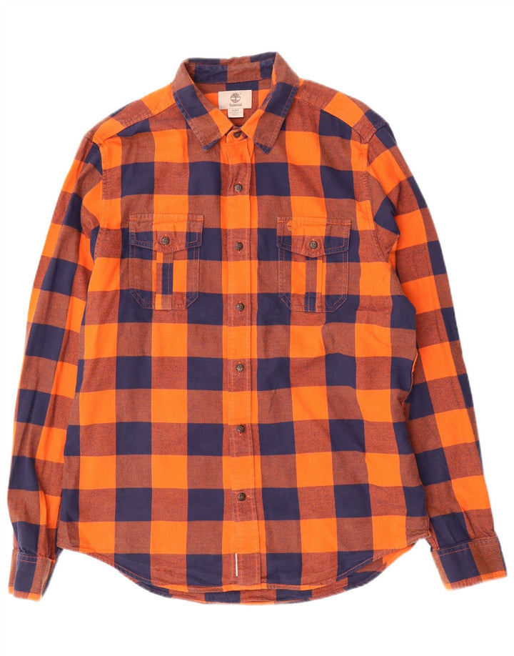 TIMBERLAND Chemise Regular Fit en Flanelle Homme Orange Moyen à Carreaux en Coton