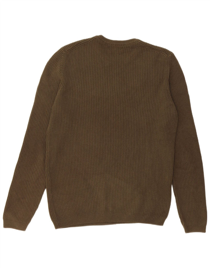 Zara Pull à col rond en coton kaki moyen pour homme