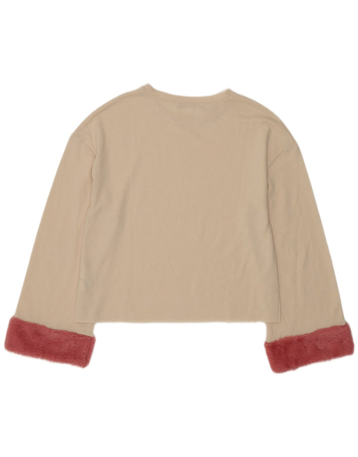 Zara Femme Haut Oversize Manches Longues UK 10 Petit Beige Colorblock