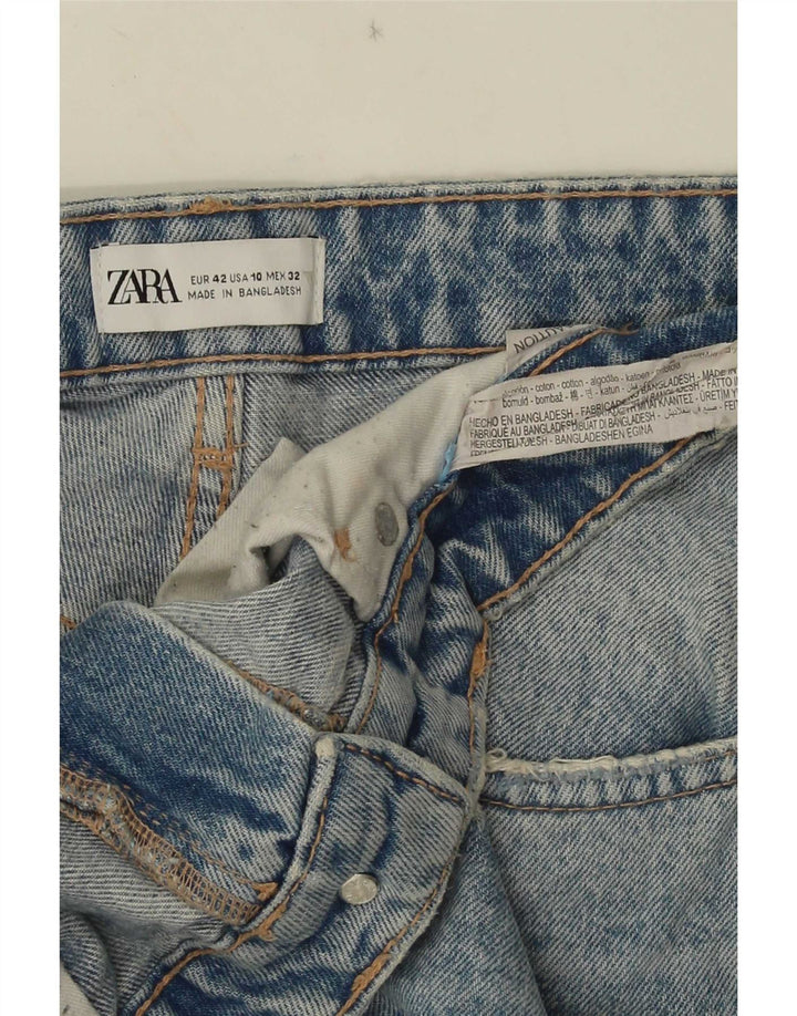 Zara Short en jean vieilli pour femme EU 42 Large W32 Bleu Coton